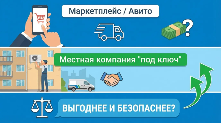 Где выгоднее и безопаснее покупать кондиционер: маркетплейс/Авито или местная компания «под ключ»